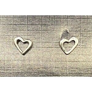 Stud Earrings Sterling Silver Open Heart